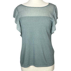 Leo & Sage Seafoam Green Ruffled Sleeveless Sweater